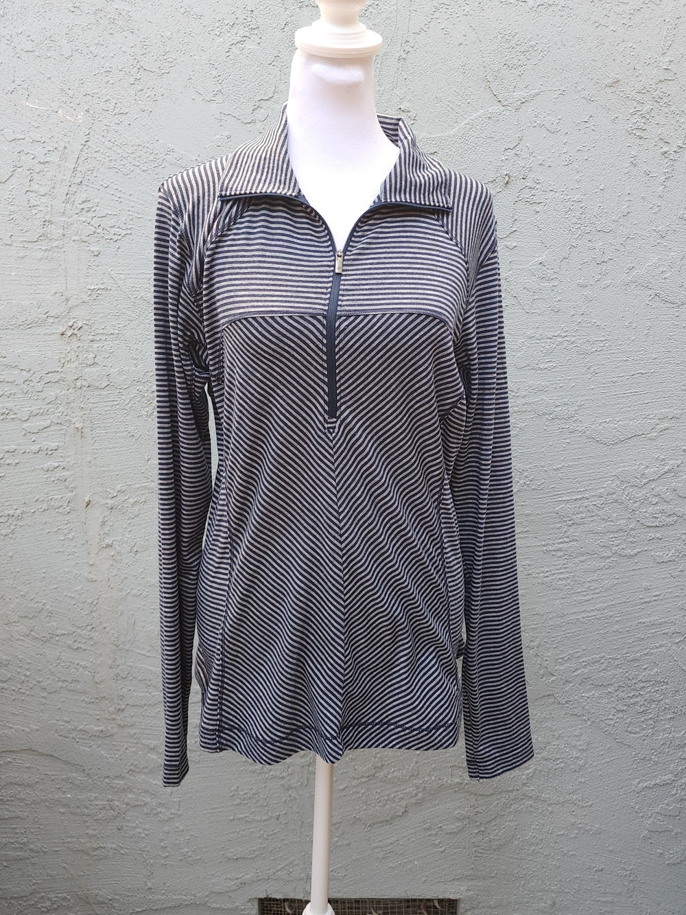 Columbia Striped Half Zip Pullover Long Sleeve Fleece Sweater Mock Neck [M]